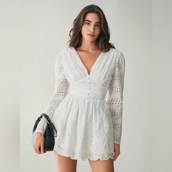 Never Worn Elegant White Eyelet Dress - Picture 6 of 14